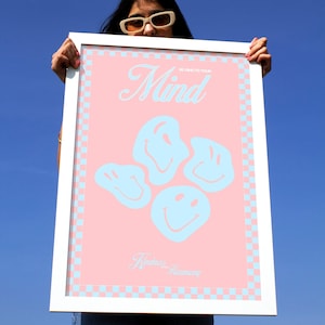 Sea amable con su cartel mental / Impresión positiva de moda / Aura de moda / Smiley Groovy Wall Art / Funky Retro Soul / Peaceful Boho / Modern
