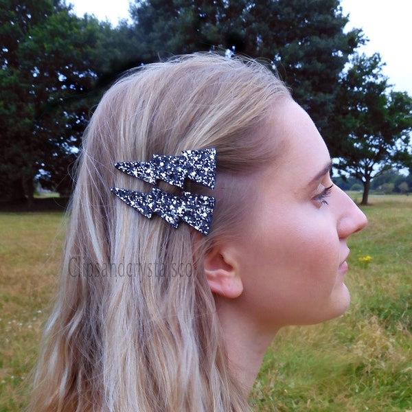 Lightning strike hair accessory, witch pin prom celestial star vintage retro dance sparkly party gift fantasy Y2K 90s lightning hair clip