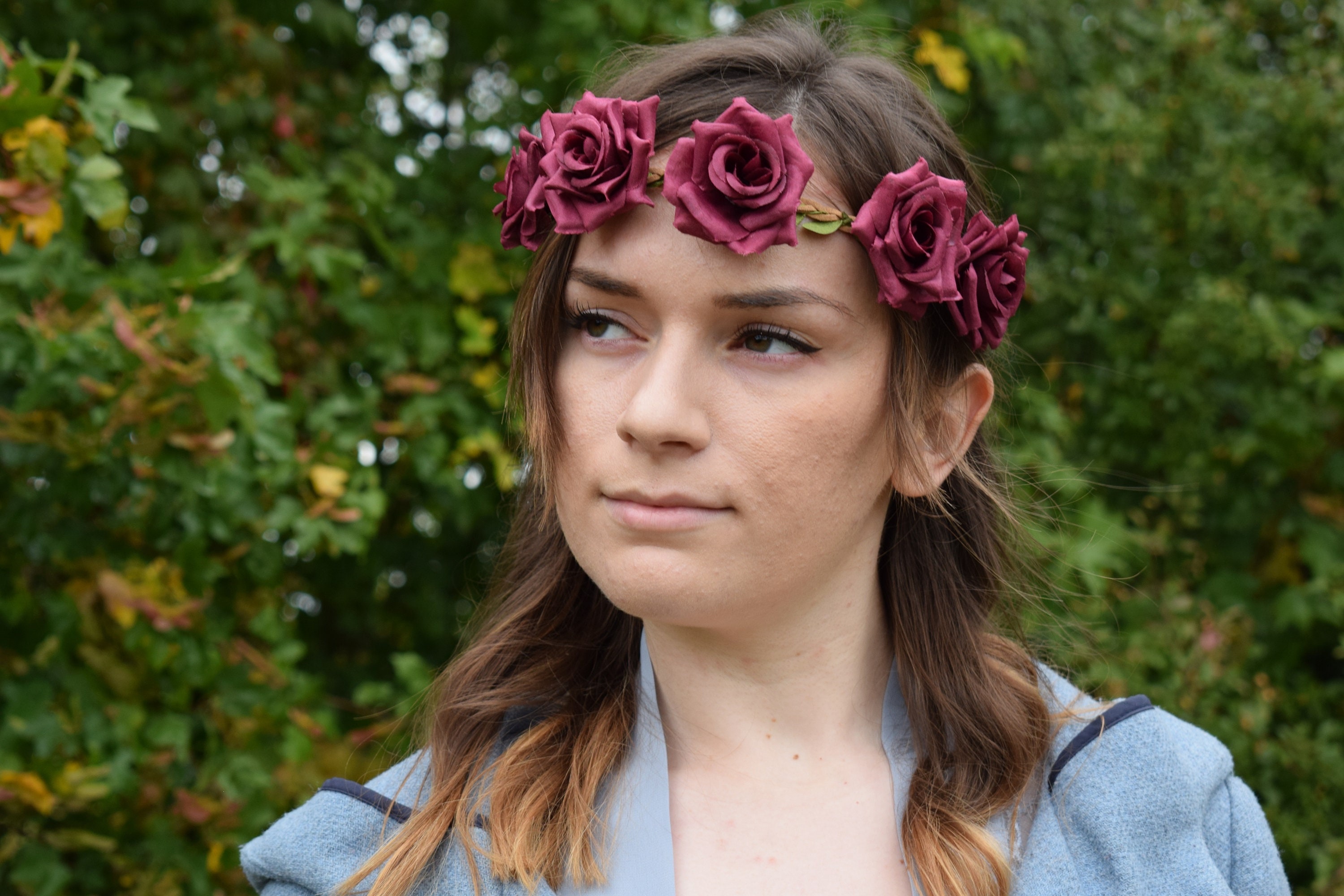Burgundy Rose Crown Rose Crown Wedding Hair Flower Crown Festival Crown Floral Headband Hairband Headband Hair Wreath Hair Garland