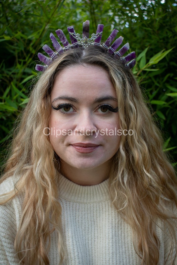 Amethyst Crystal Tiara, Quartz Headpiece Elf Headdress Witch  display picture 1