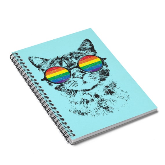 Rainbow Cat Notebook Lgbt Journal Pride Rainbow Cat Spiral Notebook Gay And Lesbian Journal Funny Cat Art - 
