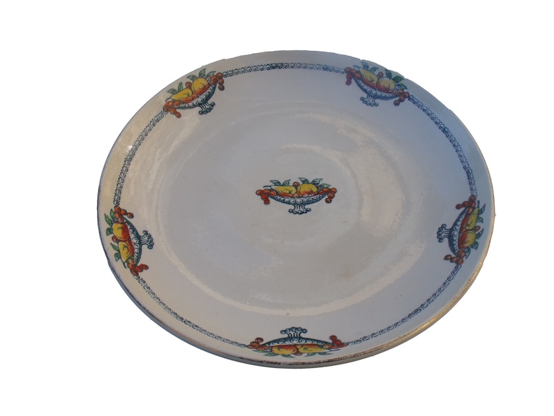 French Cake Stand St Amand terre de fer Fruit decoration ironstone 1920/'s