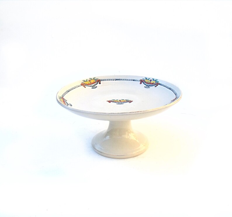 French Cake Stand St Amand terre de fer Fruit decoration ironstone 1920/'s