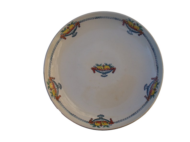French Cake Stand St Amand terre de fer Fruit decoration ironstone 1920/'s