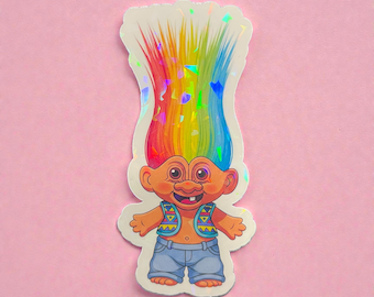 Holographic 90's Troll Sticker