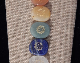 Chakra Engraved Palm Stone Set