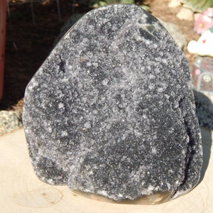 Black Amethyst Crystal Cut Base, Black Amethyst Crystal Display *RARE*, Crystal Cluster Black Amethyst cut base