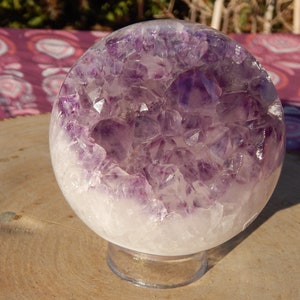 Amethyst Crystal Geode Open Mouth Sphere, Crystal Amethyst Sphere, Open Mouth Amethyst Sphere