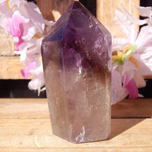 Amethyst Smoky Quartz Phantom Crystal Point, Amethyst Smoky Quartz Crystal, Amethyst Point Crystal, Phantom Amethyst Smoky Quartz Tower