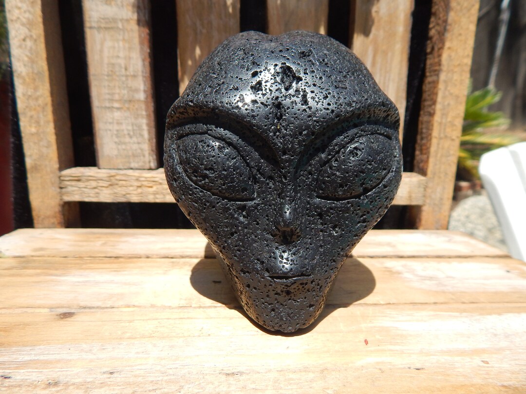 Carved Lava Stone Alien Head: Crystal Healing Decor (4.2") - Etsy