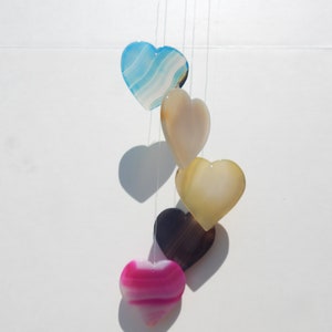 Multi Color Agate Heart Wind Chimes 5 pieces