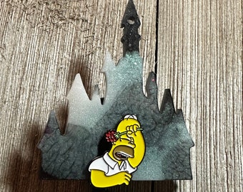 Homer Simpson Resin Badge Reel, Rhinestone Accents, Swivel Clip Work ID Holder