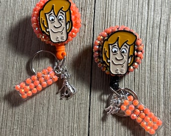 Shaggy from Scooby Doo Badge Holder, ID Retractable, Retractable Badge Holder, Bedazzled Reels, Resin Reels, Work Badge, Gifts for Coworkers