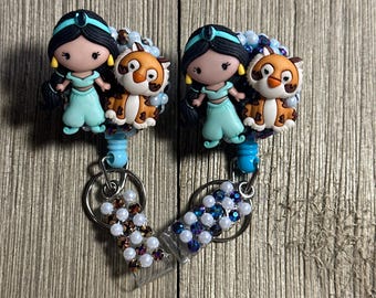 Princess Jasmine Flying Elephant Resin Badge Reel – Bedazzled ID Clip Holder