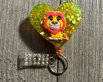 Lion King Badge Holder, ID Retractable, Retractable Badge Holder, Bedazzled Reels, Resin Reels, Work Badge, Gifts for Coworkers, Disney Reel