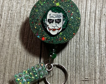 The Joker Batman Badge Reel, Badge Holder, ID Retractable, Retractable Badge Holder, Bedazzled Reels, Resin Reels, Reels for Hospital
