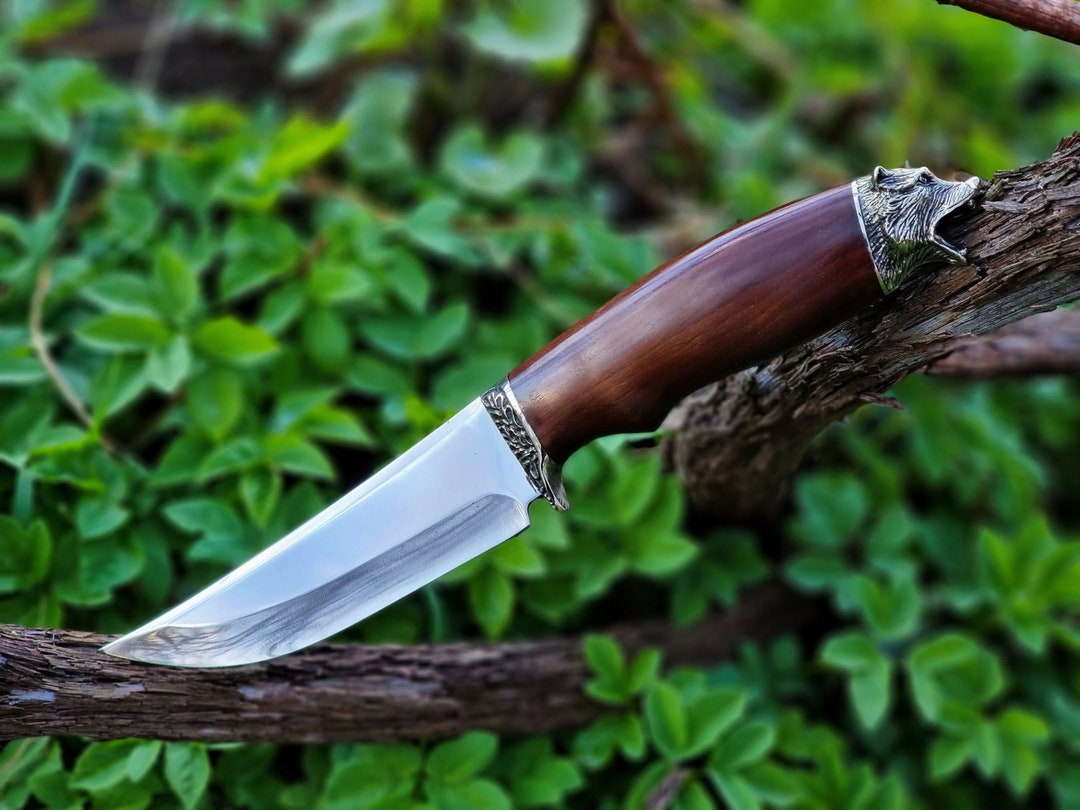 Royal Handle Bear Steel Dagger Knives With Leather Cover, Custom