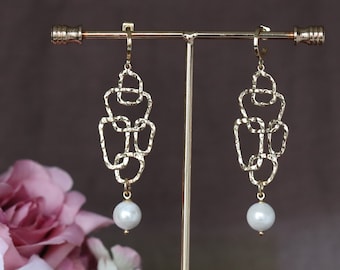 Real Pearl Earrings, Vintage Bridal Earrings, 24k Gold Earrings, Formal Earrings, Pearl Stud Earrings, Luxury Earrings, Pearl Jewelry