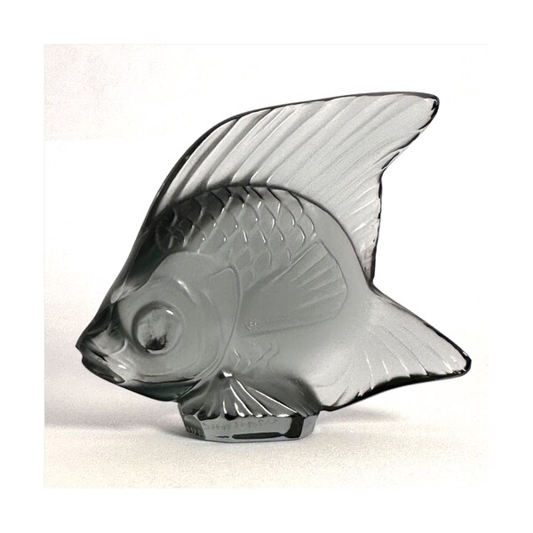 LALIQUE France Gray Fish Crystal Figurine Signed Vintage Collectable