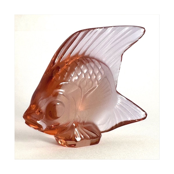 LALIQUE France Pink Fish Crystal Figurine Signed Vintage Collectable