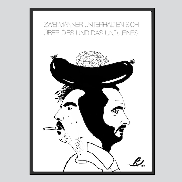 Portrait, Olli Schulz, Jan Böhmermann, Fest und Flauschig, Kunstdruck, Musik poster, Geschenk, Pop-Art, Print, schwarz weiss, drawing