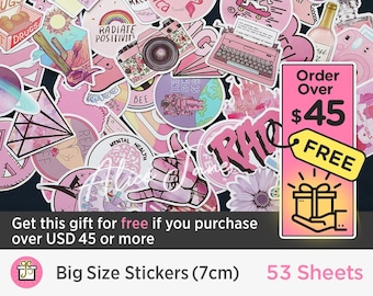 53 sheets | 70mm | Big Size | Pink Lady Series Stickers Flakes | Buy on or over USD45 get 1 pack | KS-GF-001