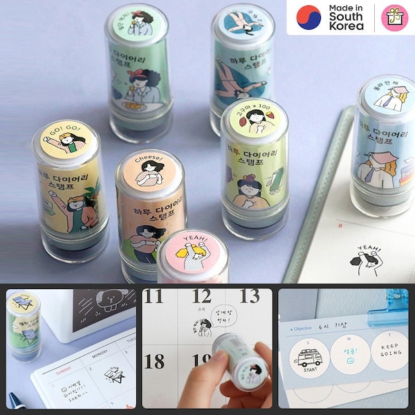 Korean Iconic Cute Stamp | 40 Types | Diary Drawing Stamp Children's Ink Stamp Multiple Choices School Supplies for Children Play