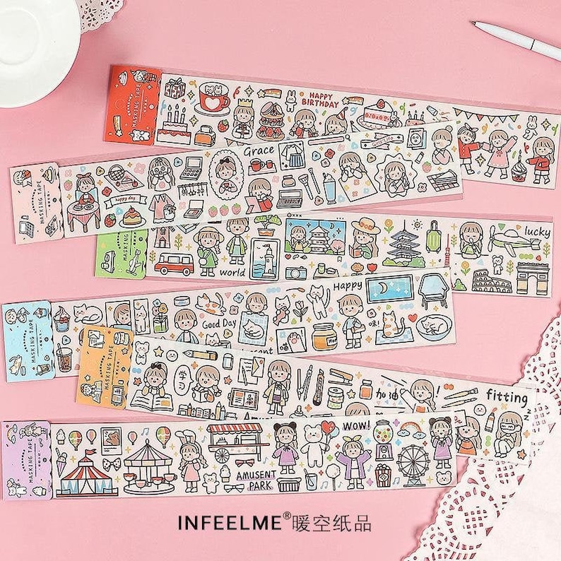 gift wrap Scrapbooking Embellishment Infeelme Live Interesting Series roll tapes masking tape KS-RT-322 Papercraft Supplies 6 Types