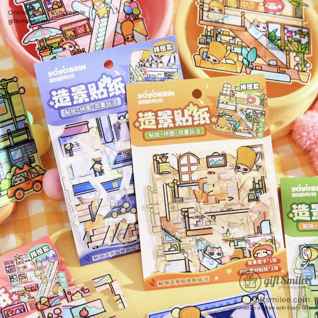 4 Types | Cartoon Scene Puzzle | Stickers, Wall Card, Kid Crafting ...