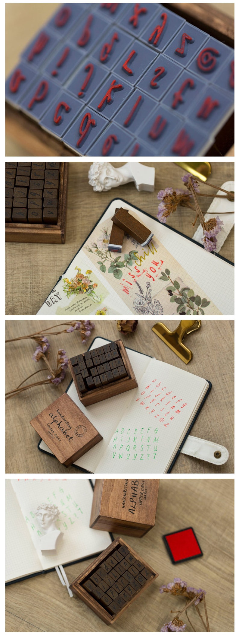 Handwritten Letters Wood Stamps 2 Types Alphabet Stamps Etsy