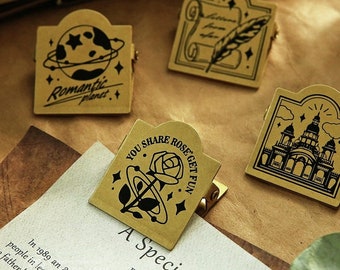 8 Types | Brass Clip | scrapbook clip, brass clip, binder clip, notebook clip, travel clip, rose clip, botanica clip  | B410-1 | KS-CL-014