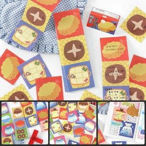 4 Types | Infeelme Kawaii Japanese Food Sticker | Notepads, college organizer, gold foiled sticker, new year christmas | C418-33 | KS-NP-424