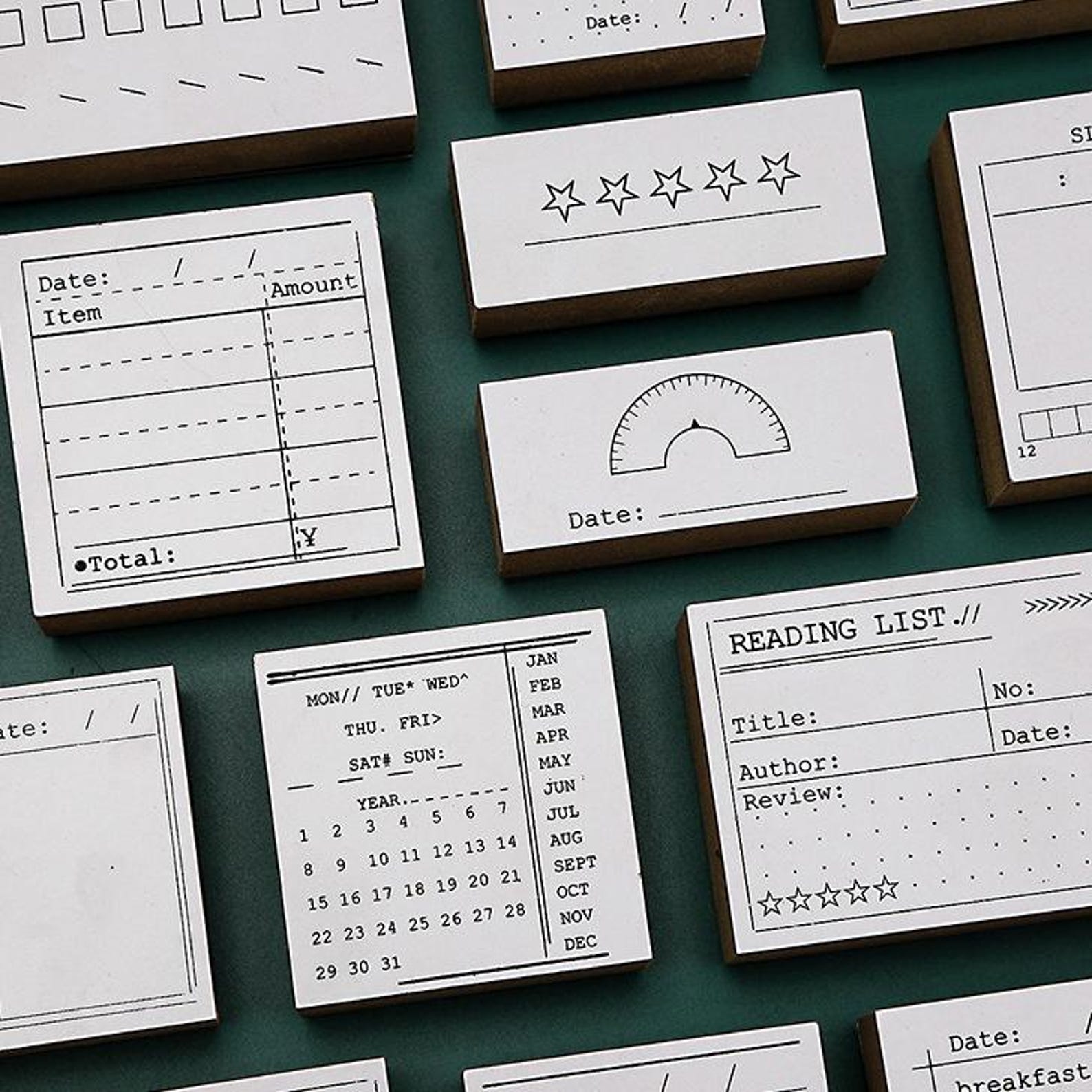 4 Types | Wood-mounted Planner Layouts Planner Rubber Stamps | Clear ...