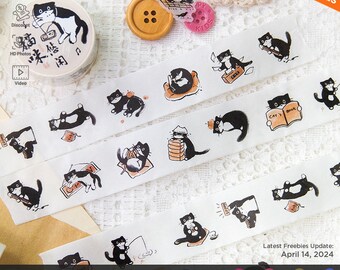 Niedliches Katzen Washi Tape | black cat washi, scrapbooking tape, washi gift, cute cat tape, planner tape, decorative washi | B308-2 | KS-RT-1365