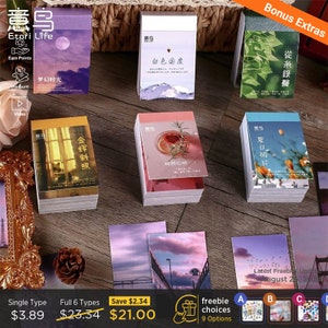 50 unidades, minicuaderno de pegatinas washi de naturaleza, bullet journal, hojas verdes, atardecer de flores, estado de ánimo, estética, paisaje / B826-10 / KS-CK-1084