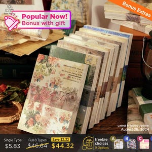 Boekje plakboek van 100 vel, collagepapier in vintage-stijl, decoratiepapier, dagboekpapier, junkjournalingkit | B826-10 | KS-CK-1085
