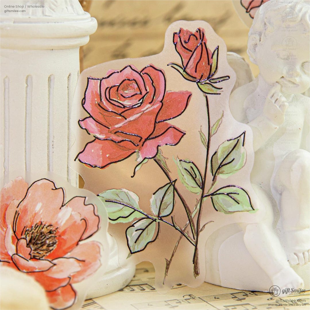 6 Types | Pet Sticker Watercolor Flowers Pet Sticker Pack | Die Cut ...