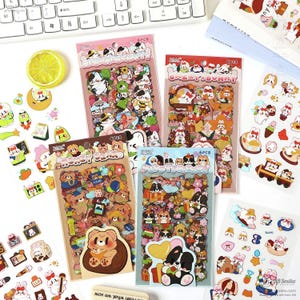 4 Tipos | Kawaii Animal Urso Coelho Gato e Cachorro | Adesivos, estilo simples, garota de desenho animado, recortes de diário, decoração para laptop | C418-26 | KS-SA-3930
