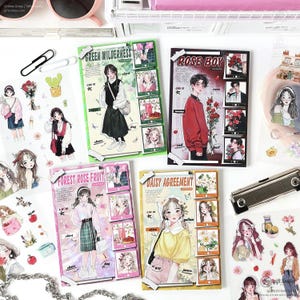 4 soorten | Kawaii-anime meisje Rose Daisy Forest And Green Wilderness | Stickerboek, bulletjournalsticker, cadeau voor haar | C418-26 | KS-SA-3935