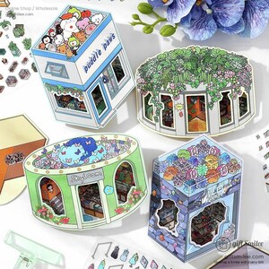4 types | Ensemble d'autocollants 3D miniatures Infeelme – Kit de bricolage | Stickers, carnet de voyage, carnet de voyage, organiseur d'entreprise | C418-23 | KS-SA-3913