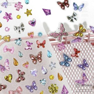 4 Types | Infeelme 3D Glitter Butterfly And Gem Stickers For Scrapbooking And Crafts | Stickers, journaling accessory | C418-23 | KS-SA-3911