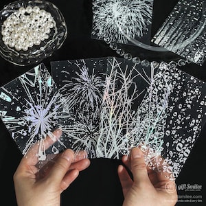 4 Types | Holographic Fireworks Raindrops Sticker Packs | holographic vinyl, clear stickers, iridescent stickers | C418-46 | KS-SA-4096