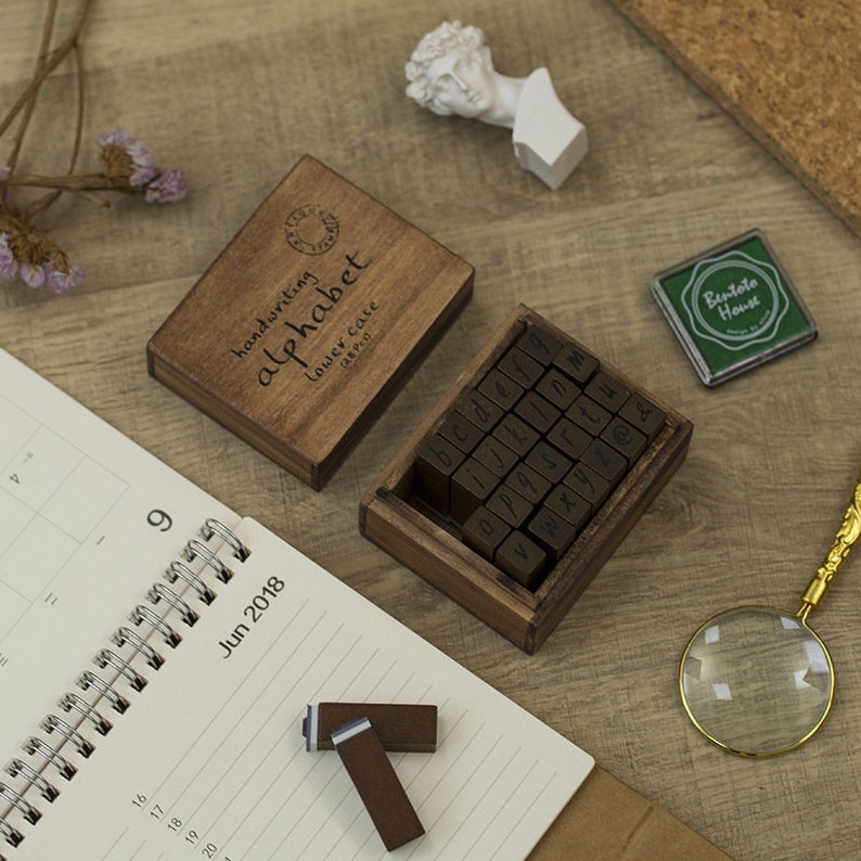 Handwritten Letters Wood Stamps 2 Types Alphabet Stamps Etsy