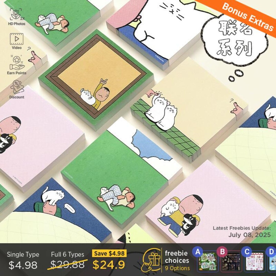 6 Types | Cartoon Cat | Notes, Labeling Sticker, Girl Paper Craft ...