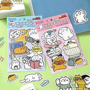4 Arten | Kawaii Cartoon Katze | Stickers, Salz Style, Journal, Journal, Scrapbooking, Basteln für Kinder | C418-25 | KS-SA-3922
