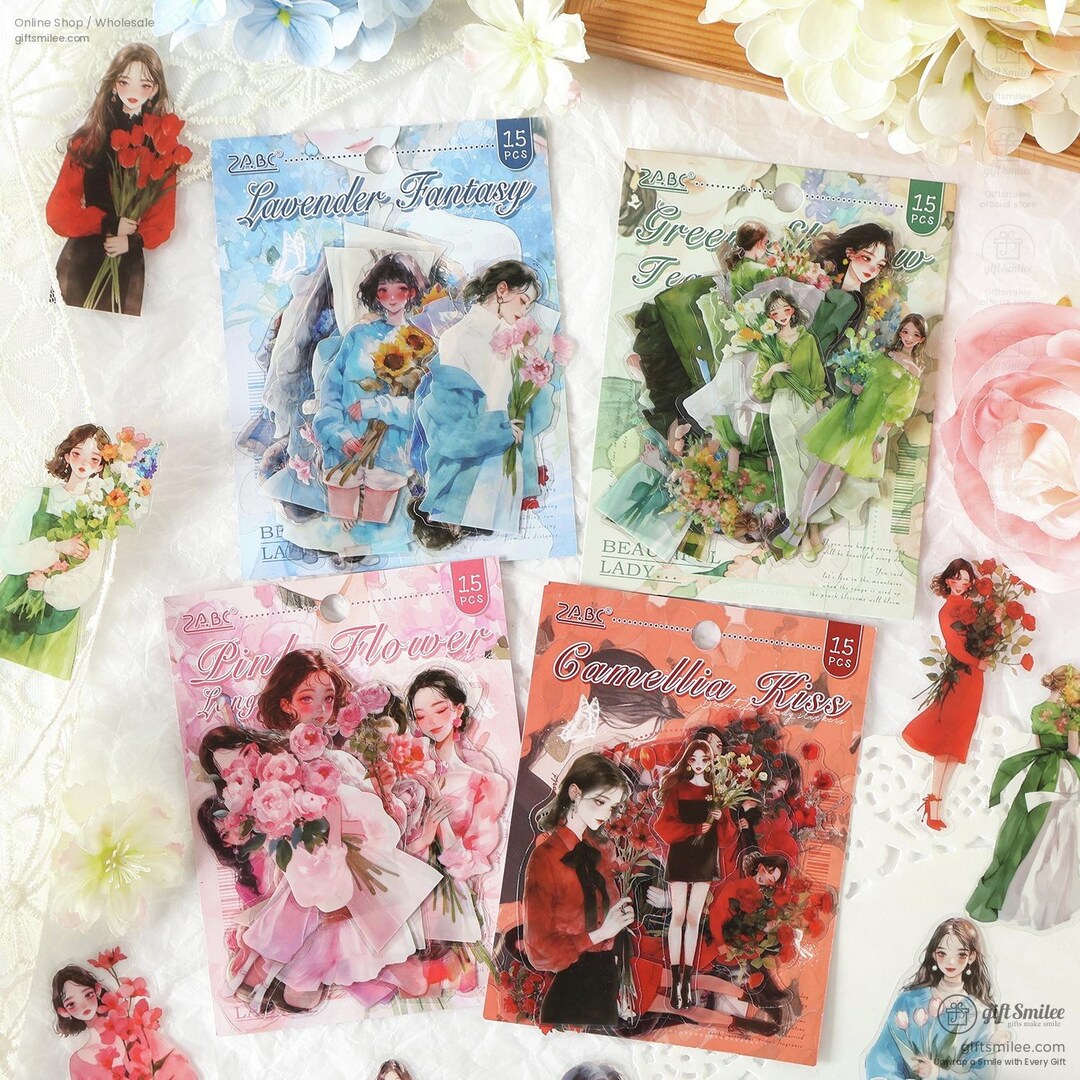 4 Types | Graceful Lady Sticker Packs | Stationery Supplies, Laptop ...