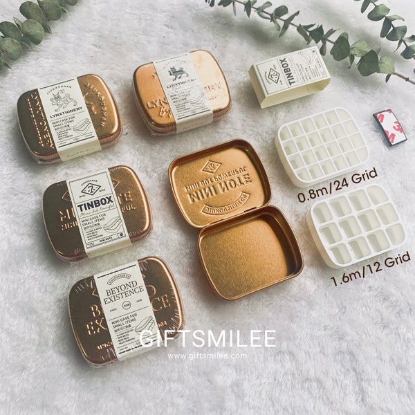 12 Types | Portable | Mini Tin Box | pocket stash, metal container, tiny pill container, container for jewelry, candy | B410-2 | KS-MX-045