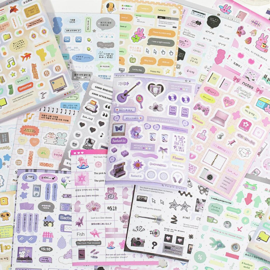 Assorted Sticker Pages 2 Types | Pastel Assorted Sticker Book | Sticker Journal, Sticker Sheet ...