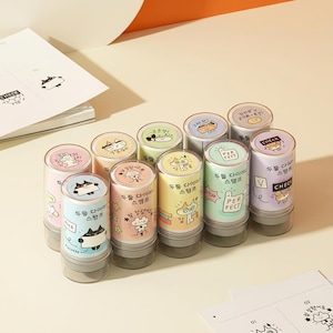 10 types | Tampon auto-encreur Doodle mignon emblématique | Tampons kawaii, tampons miniatures, tampons pour agenda, tampons pour bullet journal, tampons mignons | KS-WS-360