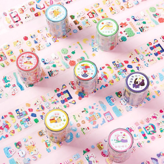 45pcs/pack Cute Stamps DIY Cartoon Decorative Sticker Tape,Kids Craft  Scrapbooking Sticker Set for Diary
